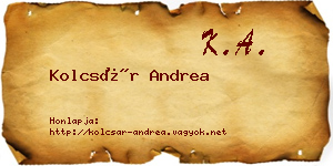 Kolcsár Andrea névjegykártya