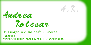 andrea kolcsar business card